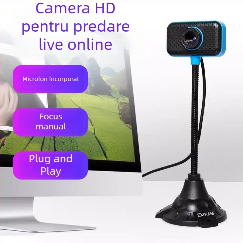 Webcam pentru desktop și laptop cu microfon încorporat, USB 2.0, 640x480, 30FPS