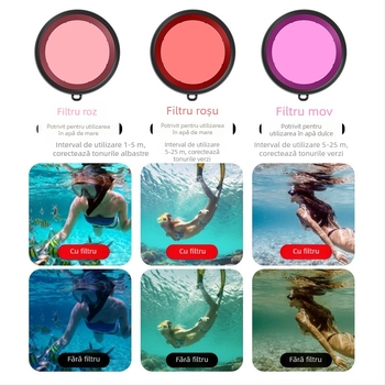 Carcasă etanșă pentru DJI Osmo Action 5 Pro/4/3, din acrilic, adâncime 45 m, cu filtru