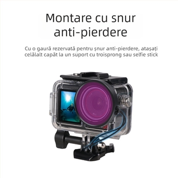 Carcasă etanșă pentru DJI Osmo Action 5 Pro/4/3, din acrilic, adâncime 45 m, cu filtru