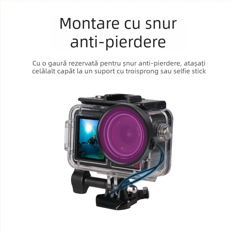 Carcasă etanșă pentru DJI Osmo Action 5 Pro/4/3, din acrilic, adâncime 45 m, cu filtru