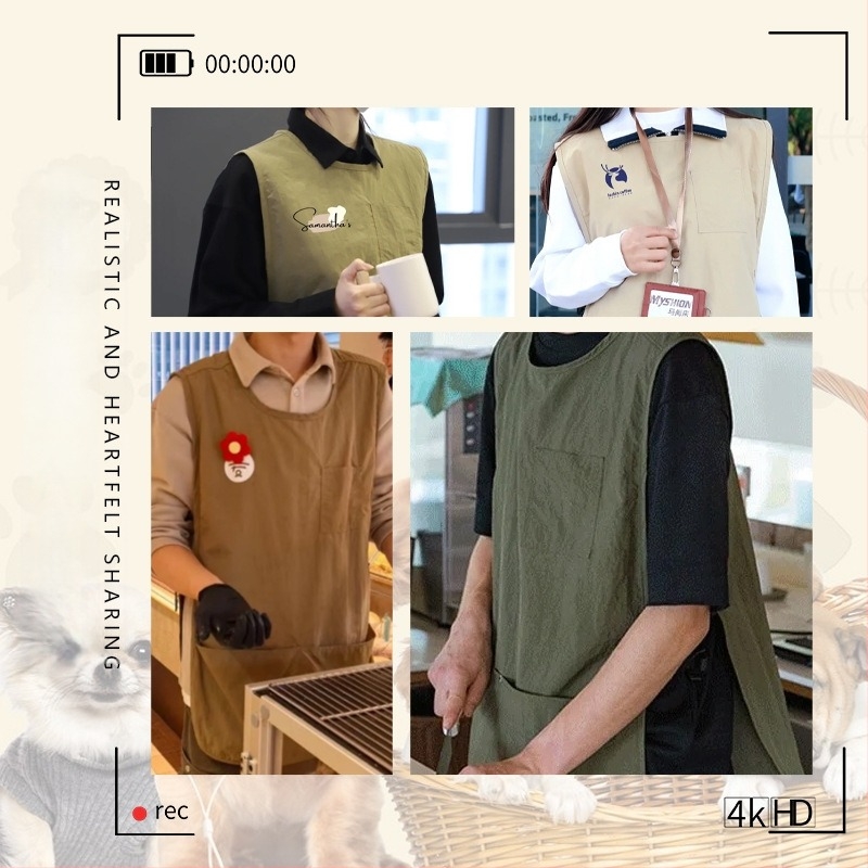 Șorț cu mâneci – rezistent la ulei, impermeabil, imprimat cu logo, stil minimalist