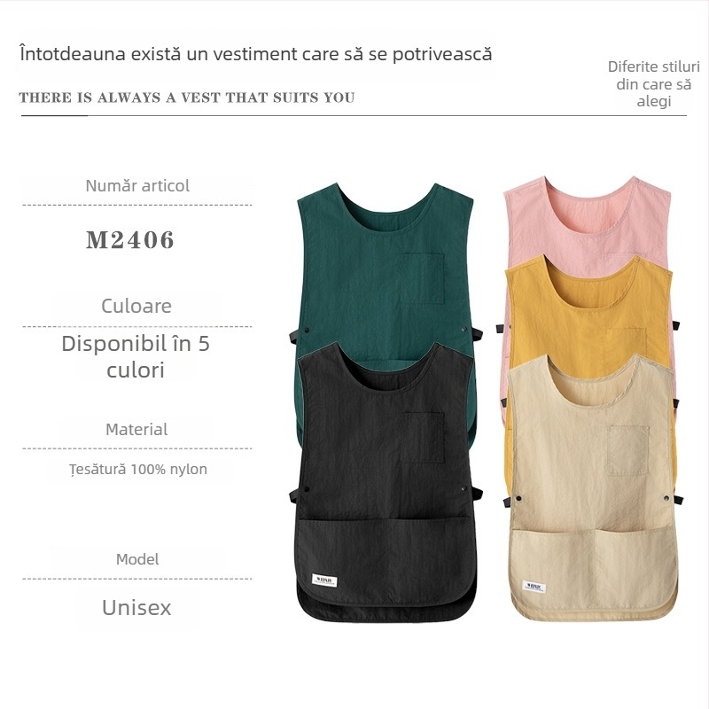 Șorț cu mâneci – rezistent la ulei, impermeabil, imprimat cu logo, stil minimalist