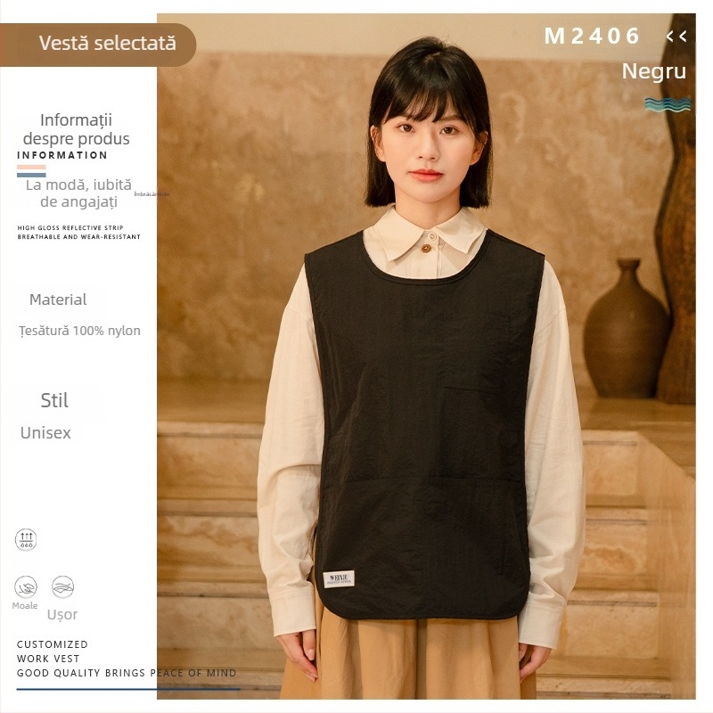 Șorț cu mâneci – rezistent la ulei, impermeabil, imprimat cu logo, stil minimalist