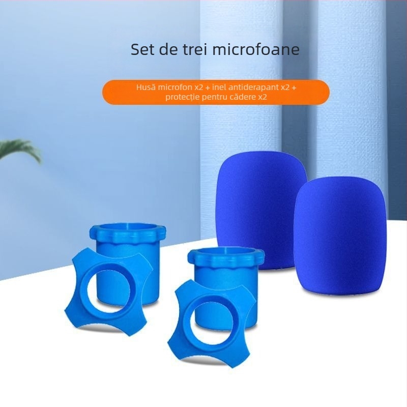 Geantă de depozitare portabilă pentru două microfoane, husă-cub rezistentă la căderi pentru microfoane wireless și accesorii audio, din Oxford