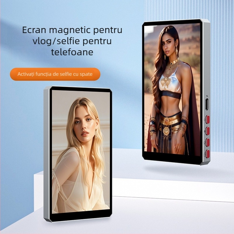 Pt004 Dispozitiv de mirroring a ecranului telefonului din aliaj de aluminiu, Bluetooth wireless, ecran selfie magnetic pe partea din spate, compatibil Android, iOS și HarmonyOS