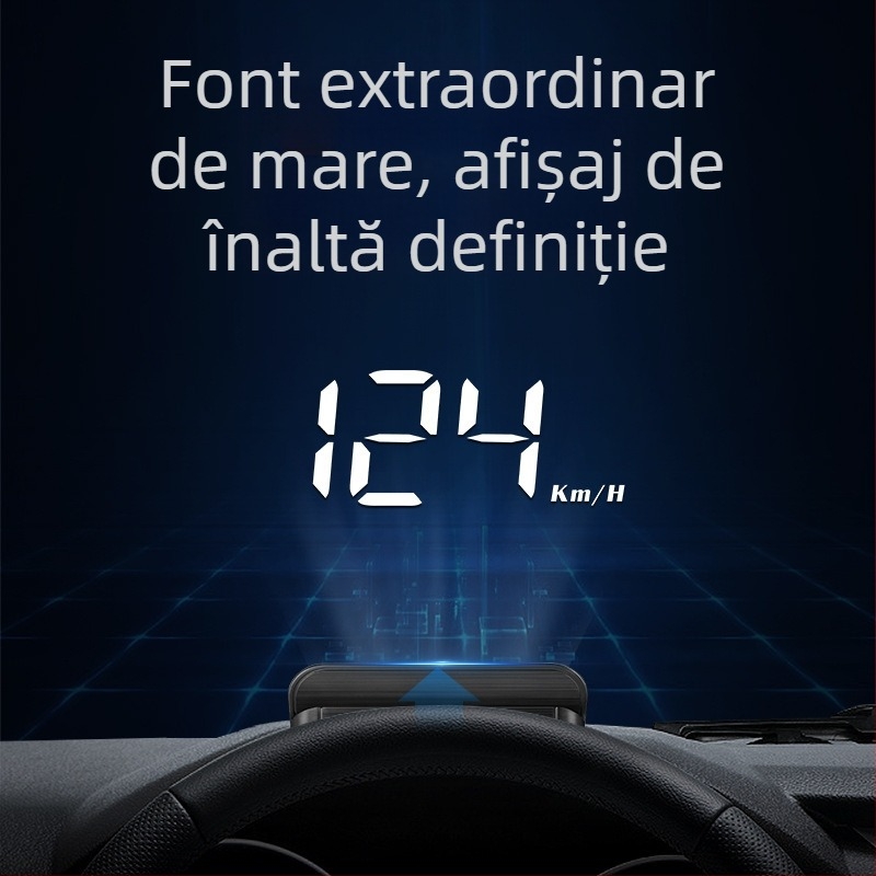 Display HUD pentru mașini cu OBD, imagine holografică 360°, GPS, vitezometru și măsurător multiplu — control manual, alimentare cu baterie