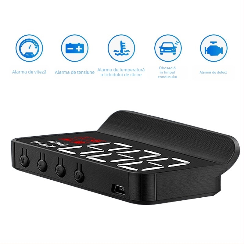 Display HUD pentru mașini cu OBD, imagine holografică 360°, GPS, vitezometru și măsurător multiplu — control manual, alimentare cu baterie