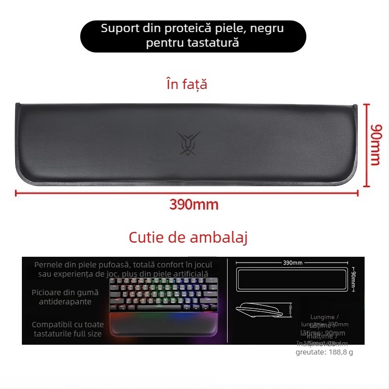 Suport pentru încheietura mâinii pentru tastatură mecanică, suprafață anti alunecare, compatibil cu tastele 87/98/99/104, potrivit pentru gaming și tastare, personalizabil