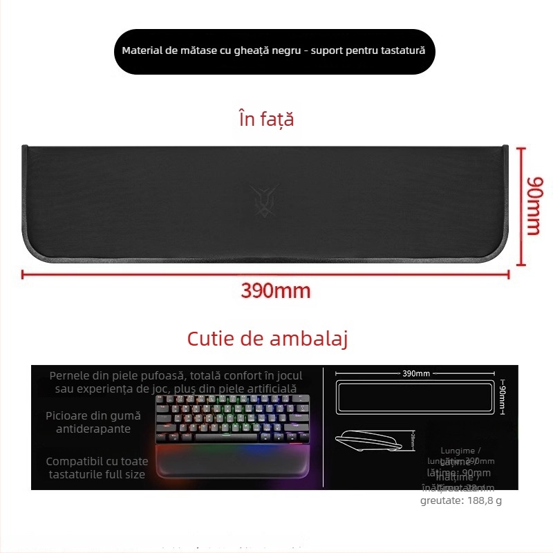 Suport pentru încheietura mâinii pentru tastatură mecanică, suprafață anti alunecare, compatibil cu tastele 87/98/99/104, potrivit pentru gaming și tastare, personalizabil