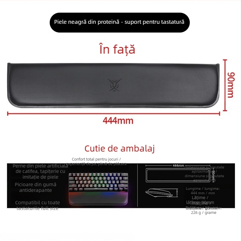 Suport pentru încheietura mâinii pentru tastatură mecanică, suprafață anti alunecare, compatibil cu tastele 87/98/99/104, potrivit pentru gaming și tastare, personalizabil