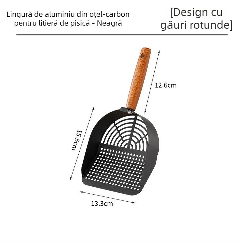 Lopată pentru nisip de pisică, National Favorite, dintr-un bloc de oțel inoxidabil 304, design cu două găuri