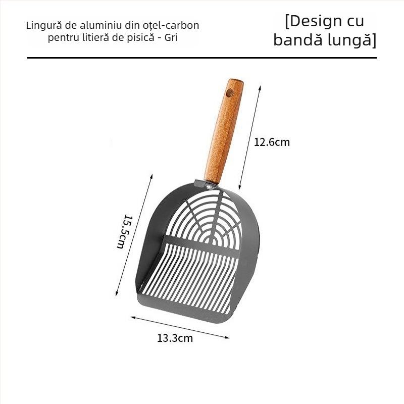 Lopată pentru nisip de pisică, National Favorite, dintr-un bloc de oțel inoxidabil 304, design cu două găuri