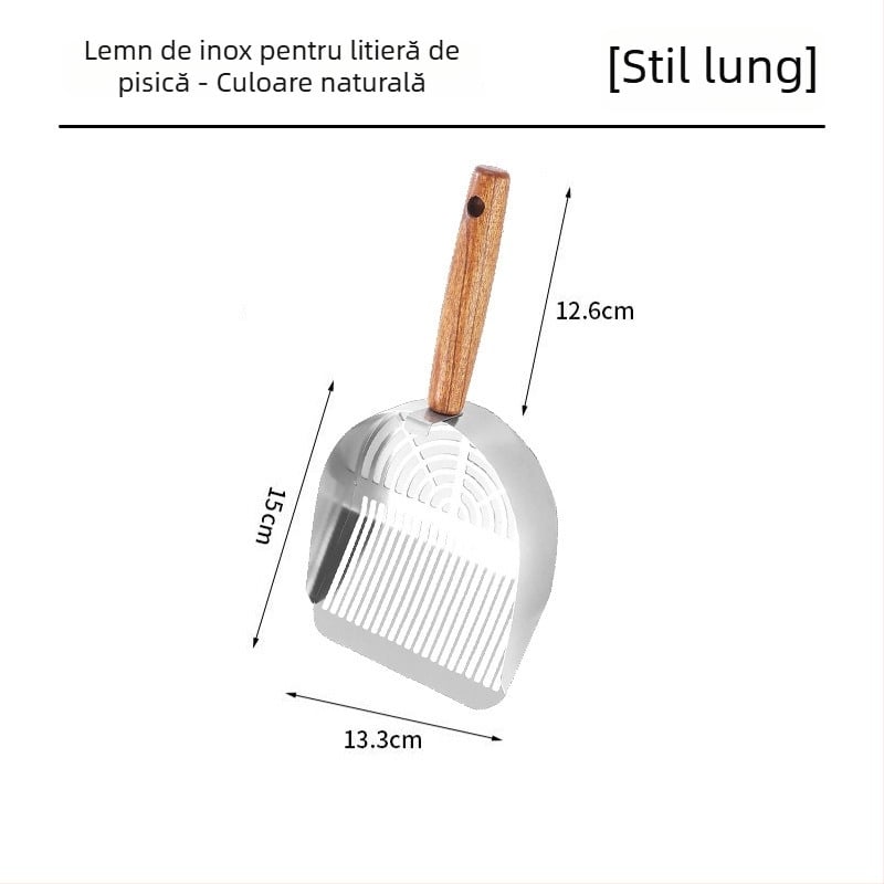 Lopată pentru nisip de pisică, National Favorite, dintr-un bloc de oțel inoxidabil 304, design cu două găuri