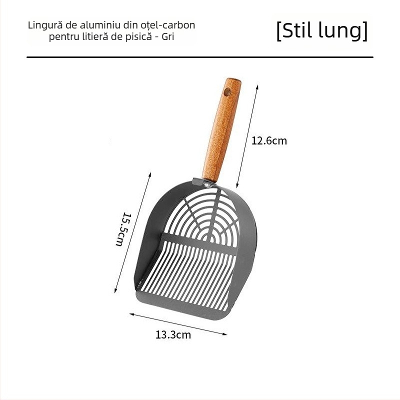 Lopată pentru nisip de pisică, National Favorite, dintr-un bloc de oțel inoxidabil 304, design cu două găuri