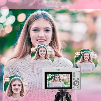 Cameră digitală pentru copii cu design rezistent la căderi, senzor CMOS 14MP, zoom optic 3x, ecran rotativ de 3,0 inch, stabilizare electronică a imaginii