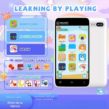 Telefon Android pentru copii – jucărie: Cameră de 5 MP, Ecran tactil IPS, Card TF până la 32 GB, Jocuri educaționale, Captură foto
