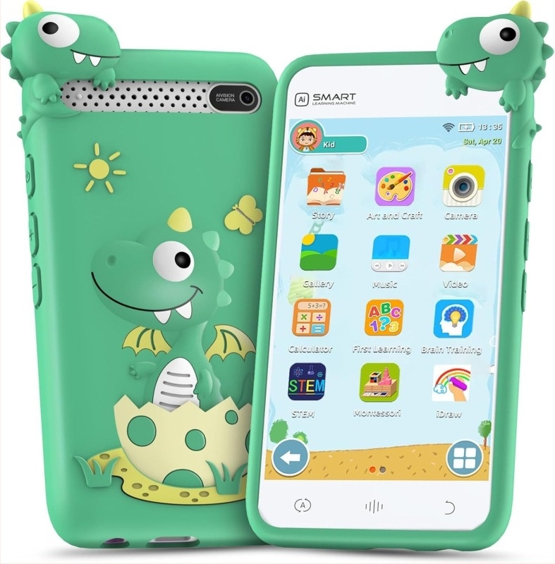 Telefon Android pentru copii – jucărie: Cameră de 5 MP, Ecran tactil IPS, Card TF până la 32 GB, Jocuri educaționale, Captură foto