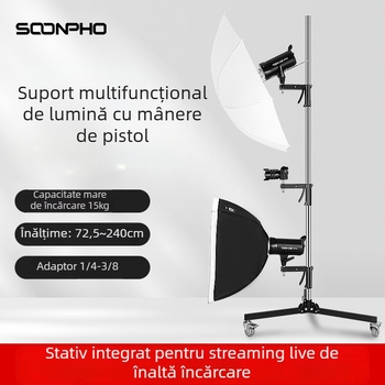 Suport pentru iluminare foto pentru studio și streaming, multifuncțional, aliaj de aluminiu