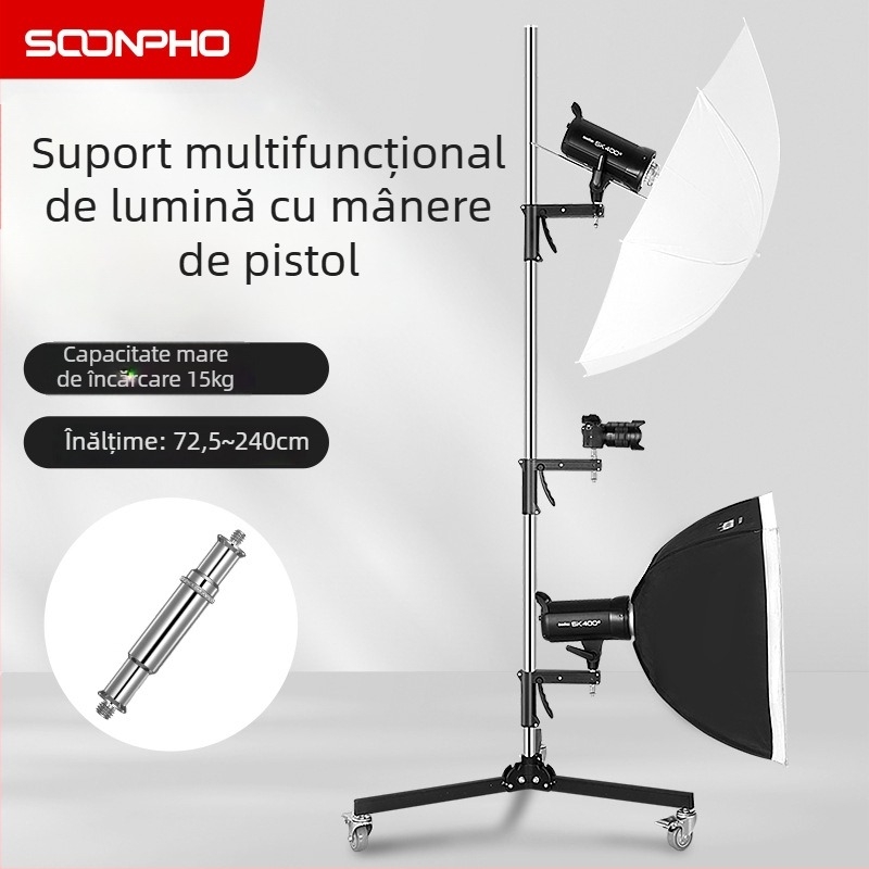Suport pentru iluminare foto pentru studio și streaming, multifuncțional, aliaj de aluminiu