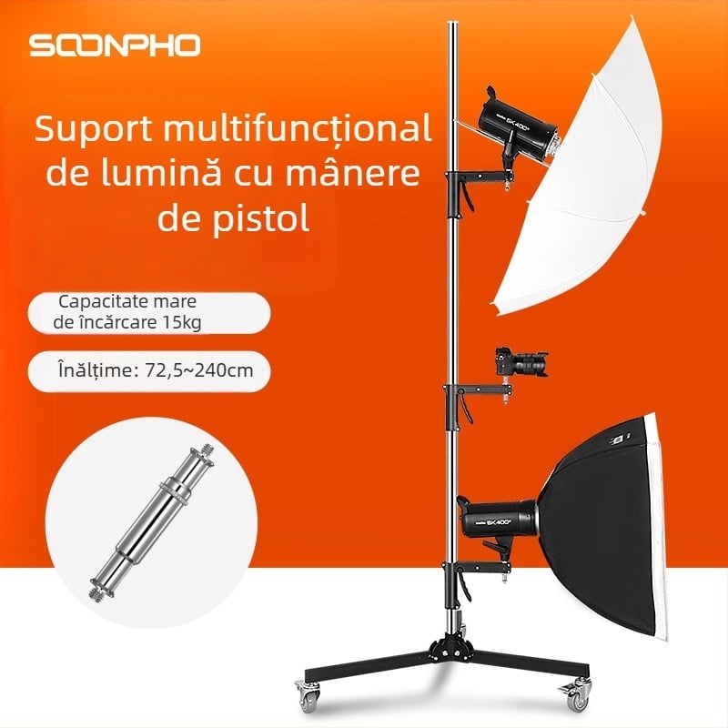 Suport pentru iluminare foto pentru studio și streaming, multifuncțional, aliaj de aluminiu