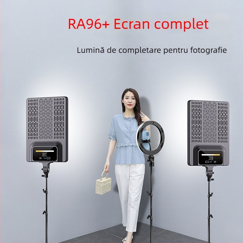 Langqi XLY025 panou LED pentru iluminat de studio, 160W, intensitate reglabilă, rază de 6 m, telecomandă inclusă.