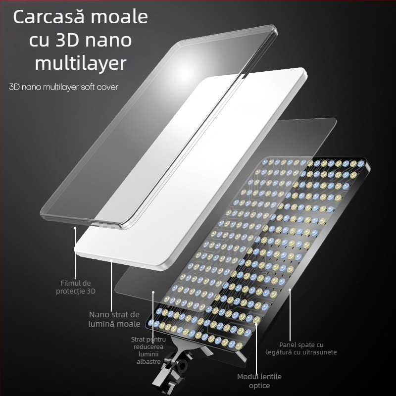 Langqi XLY025 panou LED pentru iluminat de studio, 160W, intensitate reglabilă, rază de 6 m, telecomandă inclusă.