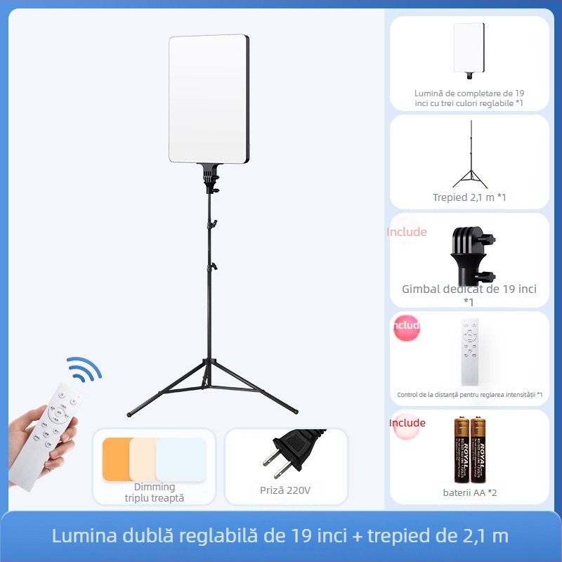 Langqi XLY025 panou LED pentru iluminat de studio, 160W, intensitate reglabilă, rază de 6 m, telecomandă inclusă.