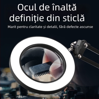 Lupa de birou cu iluminare, 20x, pentru gravură manuală a modelelor și reparații electronice.