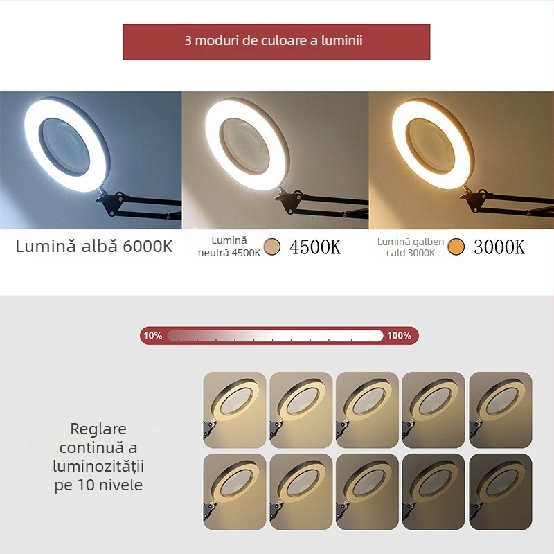Lupa de birou cu iluminare, 20x, pentru gravură manuală a modelelor și reparații electronice.