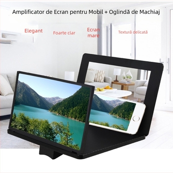 Suport pliabil pentru ecranul telefonului, mărire 3D, protecție ochi împotriva luminii albastre, ABS material, pentru utilizare pe birou