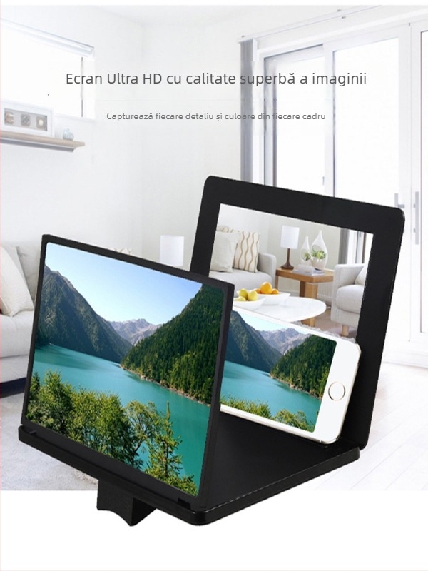 Suport pliabil pentru ecranul telefonului, mărire 3D, protecție ochi împotriva luminii albastre, ABS material, pentru utilizare pe birou