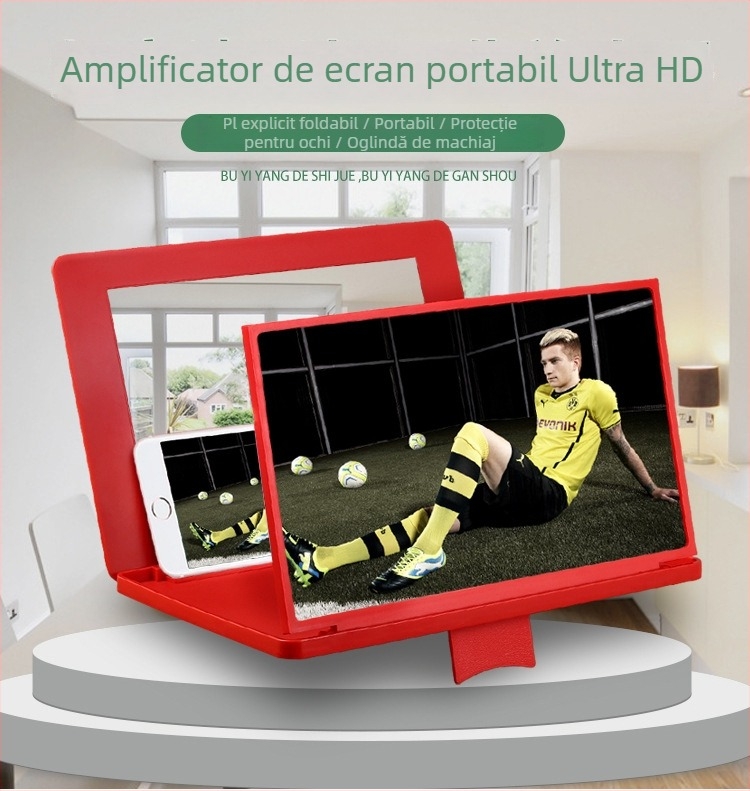 Suport pliabil pentru ecranul telefonului, mărire 3D, protecție ochi împotriva luminii albastre, ABS material, pentru utilizare pe birou