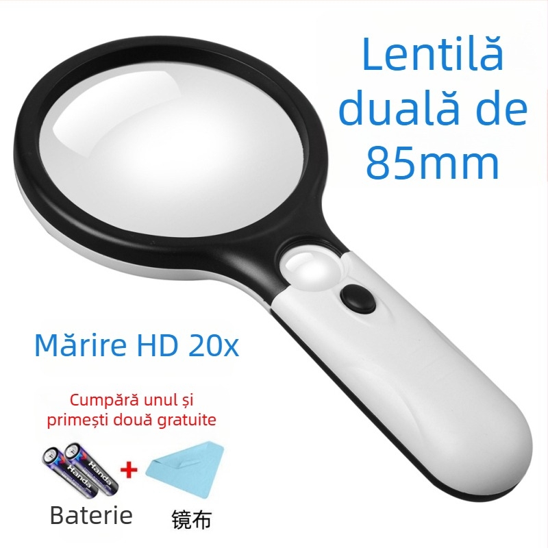 Lupă de mărire 40x cu sticlă optică, portabilă, iluminare LED, pentru reparații și evaluări