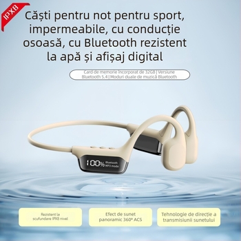Căști cu conductie osoasă pentru înot, Bluetooth, afișaj digital, 32GB stocare, IPX8 rezistente la apă