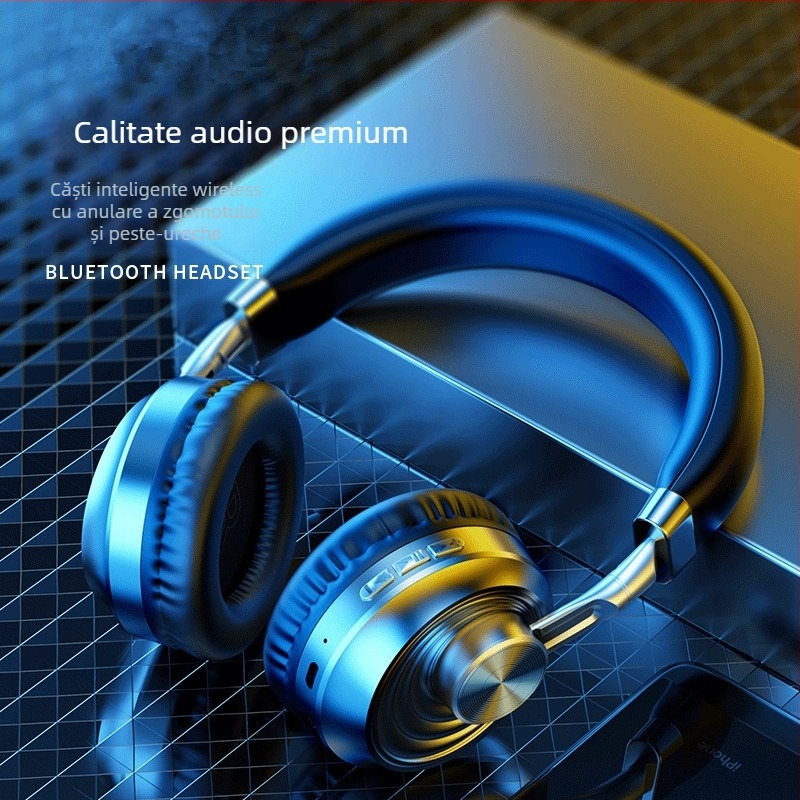 Căști Bluetooth pentru cap cu subwoofer - căști wireless pentru gaming și convorbire, Bluetooth 5.3, rază de 10 m, montare pe cap, stereo, autonomie >8 ore