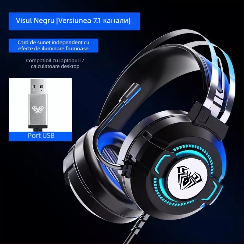 Tarantula S602 căști de gaming cu fir USB 7.1 canale cu microfon pentru PC