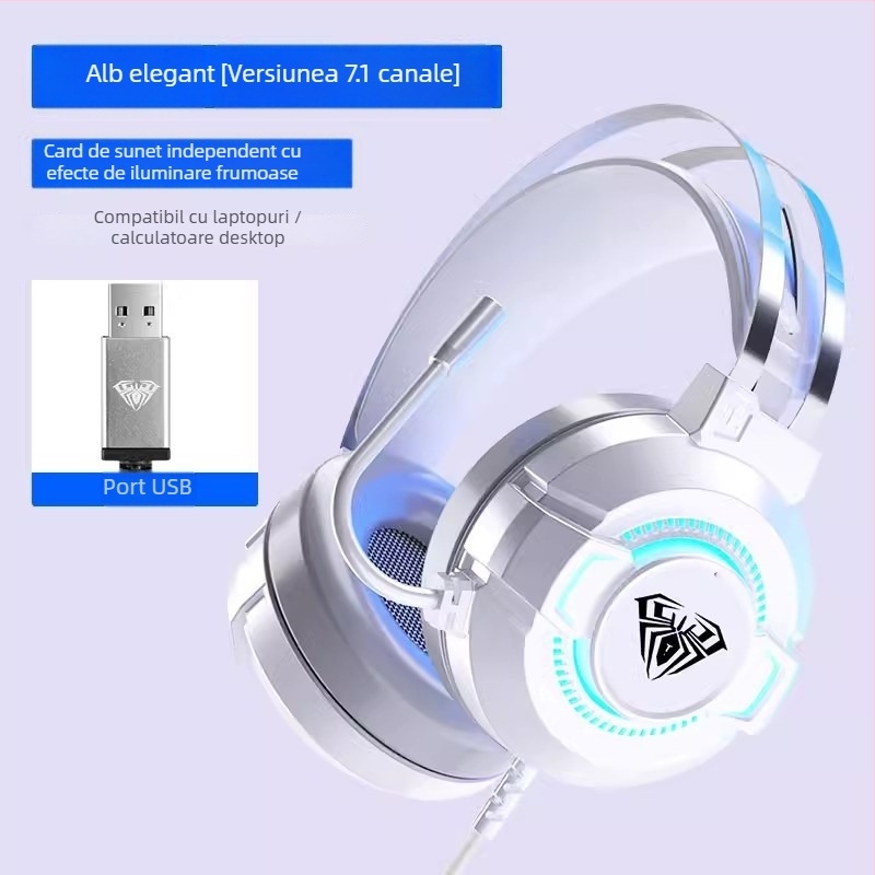 Tarantula S602 căști de gaming cu fir USB 7.1 canale cu microfon pentru PC