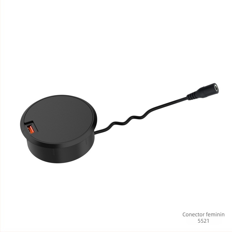 Încărcător wireless USB-C PD45W pentru laptopuri și telefoane, în mobilier de birou încastrat, QC3.0