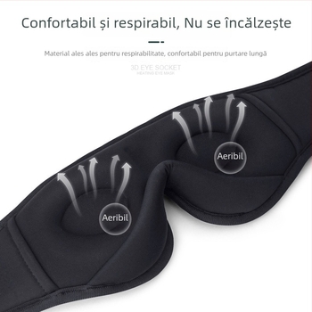 Mască de ochi 3D cu cască Bluetooth 5.0 - fără fir, de purtat pe cap, sunet stereo, rază 10 m, autonomie baterie peste 8 ore