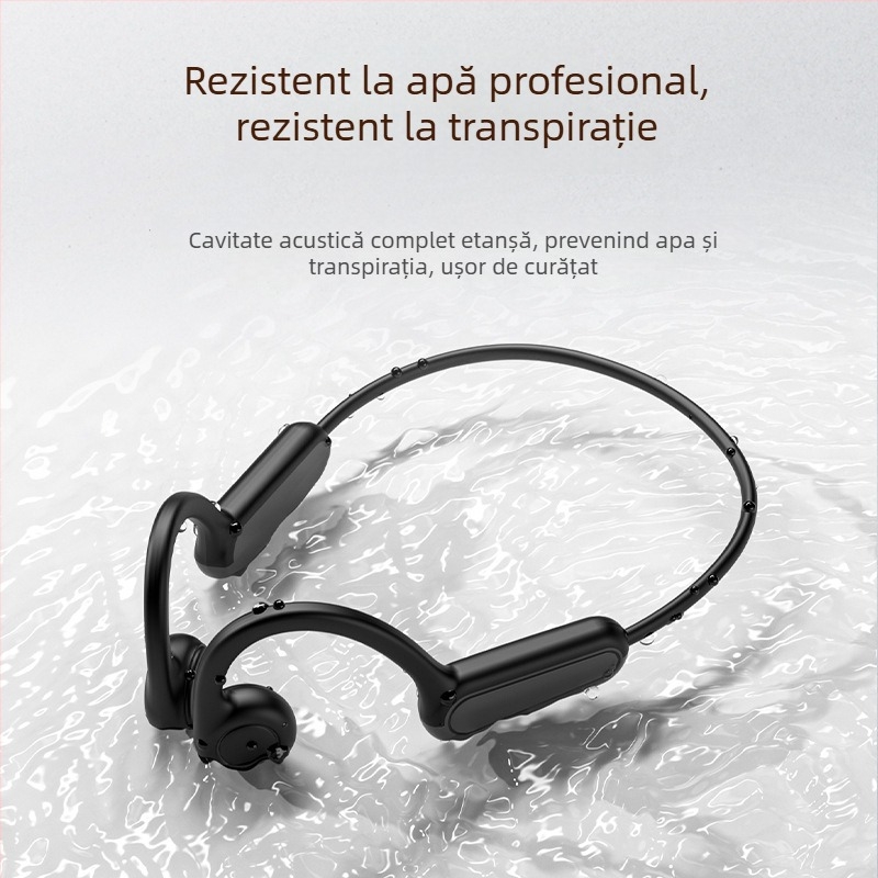Căști cu conductie osoasă, wireless Bluetooth 5.3, autonomie 4-8 ore, IPX4 rezistență la apă, raza de 15 m, sunet stereo bilateral