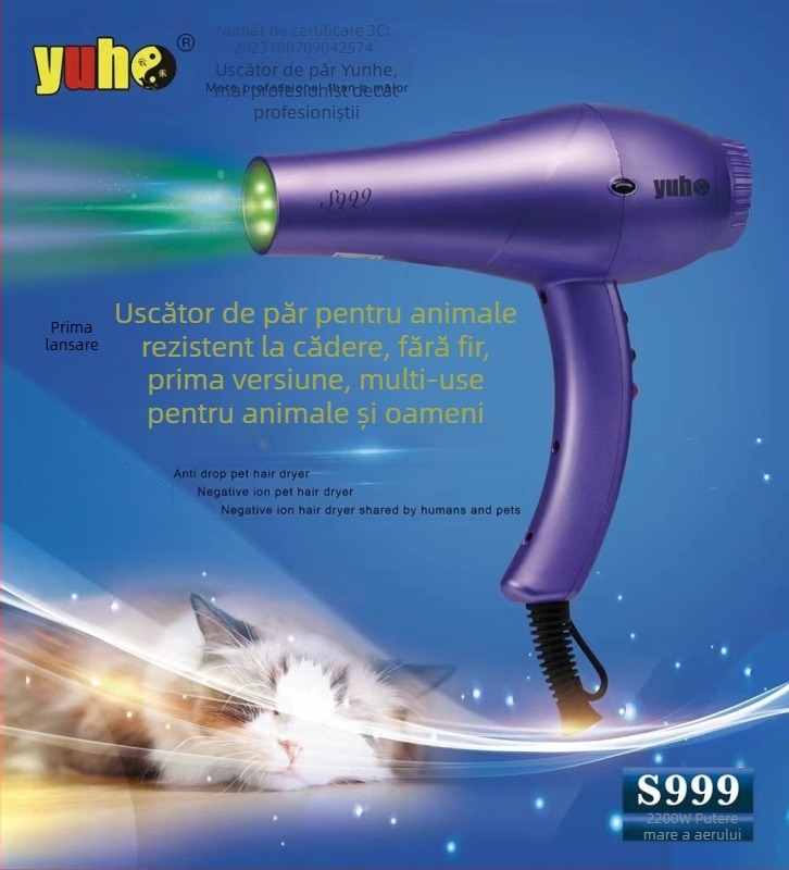Uscător pentru animale de companie, model 898, 2000W+, motor AC, 220V, protecție la supraîncălzire