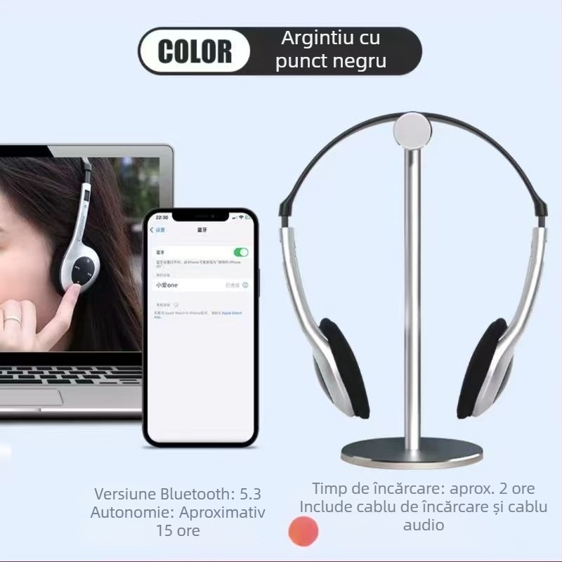 Căști Bluetooth tip gât, cu sunet stereo, mod Lavalier, cip Huawei, autonomie baterie 0-4 ore, Bluetooth 1.1