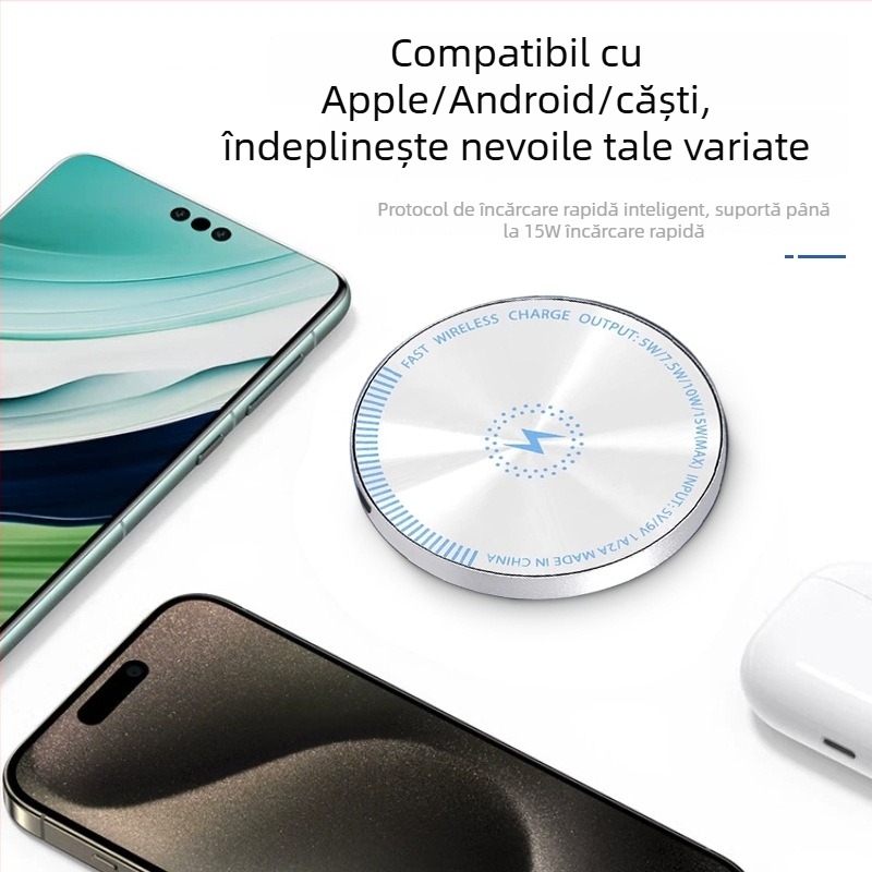 Încărcător wireless 15W, încărcare rapidă QC 3.0, 2A ieșire, suport birou cu display digital