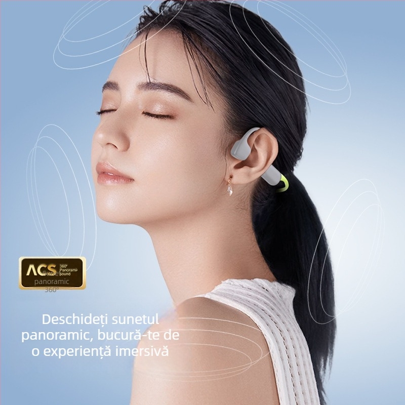 Căști cu conducere osoasă, IPX8 rezistente la apă, Bluetooth 6.0, rază de 10 m, baterie 4–8 h, purtare pe cap, stereo pe ambele canale, stil sport, silicon