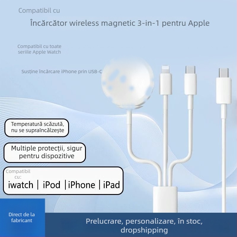 Încărcător wireless pentru Apple Watch pentru toate seriile, încărcare PD, încărcare magnetică, 2,5 A ieșire, putere totală 5 W