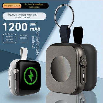 Mini Power Bank magnetic wireless pentru Apple Watch cu încărcare PD rapidă, baterie LiPo, interfață USB, intrare 1200