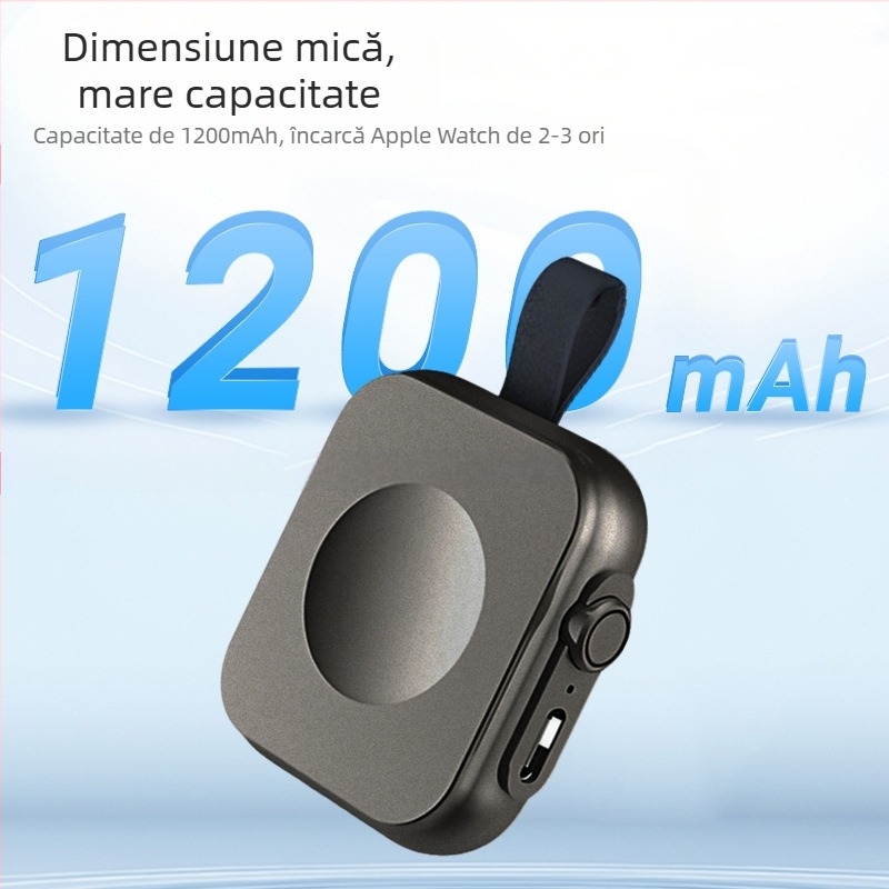 Mini Power Bank magnetic wireless pentru Apple Watch cu încărcare PD rapidă, baterie LiPo, interfață USB, intrare 1200