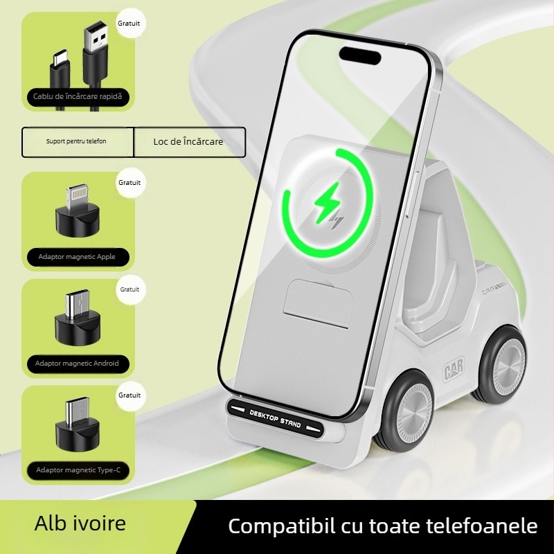 Suport de încărcare wireless pentru telefon, compatibil cu Apple, Huawei, Vivo, Xiaomi, Oppo şi Android, încărcare magnetică rapidă 15W QC3.0, 2A
