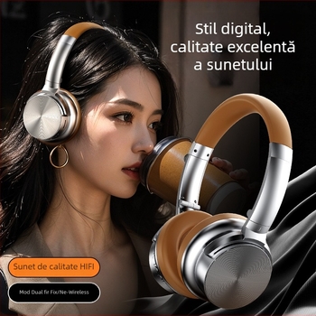 Căști wireless retro cu Bluetooth 5.3, rază de 10 m, sunet stereo, anulare zgomot, autonomie baterie 4–8 ore