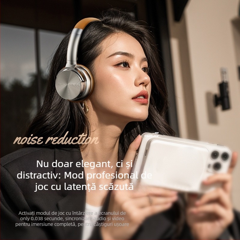 Căști wireless retro cu Bluetooth 5.3, rază de 10 m, sunet stereo, anulare zgomot, autonomie baterie 4–8 ore